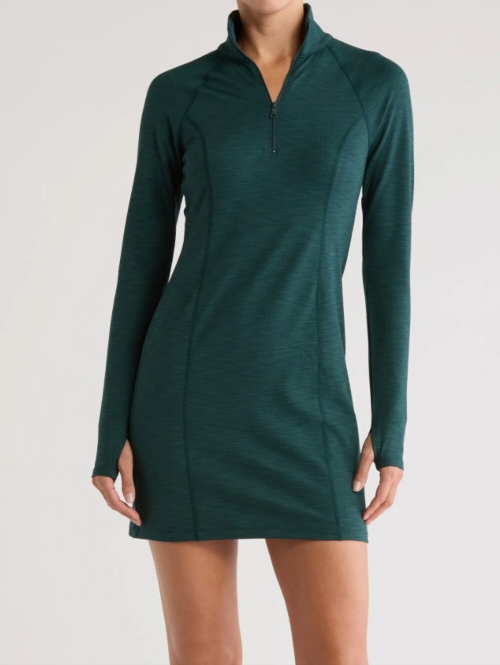 Beyond Yoga - Long-Sleeve Half-Zip Forest Green Dress Size L